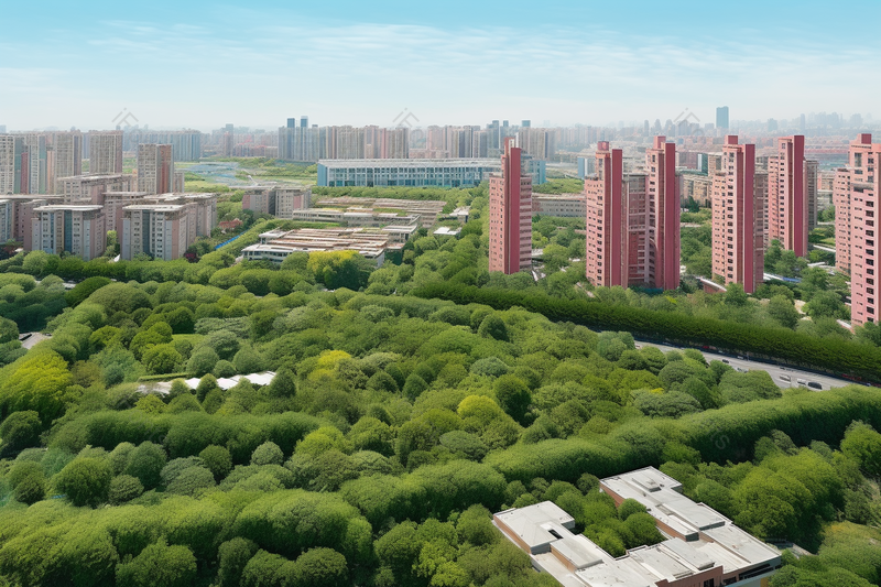 绿化设施齐全的小区红色楼盘,高清,摄影图,摄影图片,图片大全,摄影图免费下载
